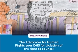 Drawing of a chair with the words "he has no attorney and is just defending himself"